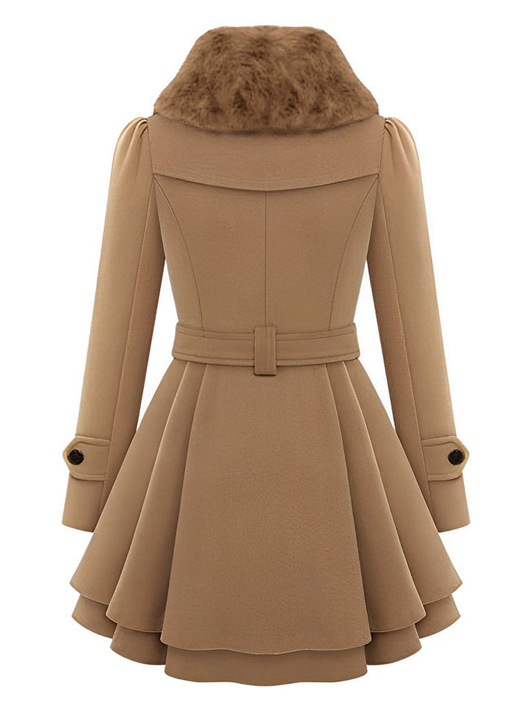 1950s Fur Collar Waisted Winter Coat, vintage coat, retro outerwear - perfect for women who love vintage and retro fashion