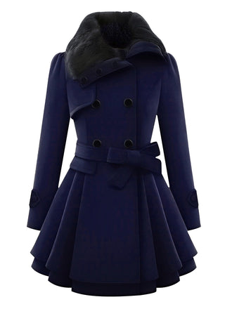 1950s Fur Collar Waisted Winter Coat - vintage fashion, retro style