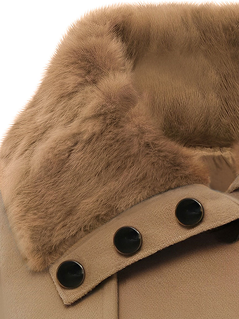 1950s Fur Collar Waisted Winter Coat - vintage fashion, retro style