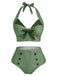 1950s Gingham Halter Bowknot Bikini Set - vintage fashion, retro style