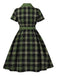 1950s Gingham Plaid Button Lapel Belted Dress - vintage dress, retro fashion, rockabilly