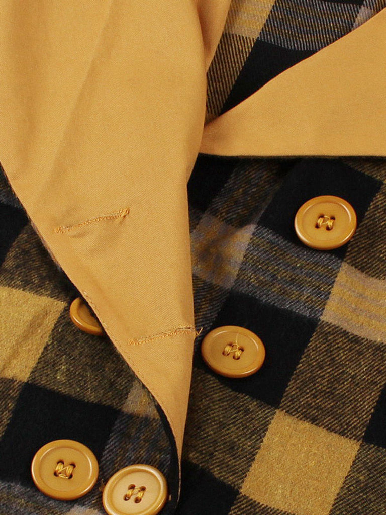 1950s Gingham Plaid Button Lapel Belted Dress - vintage dress, retro fashion, rockabilly