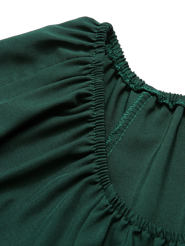 She slips into this 1950s Halloween Bat Sleeves Patchwork Dress and suddenly it's a 1950s daydream