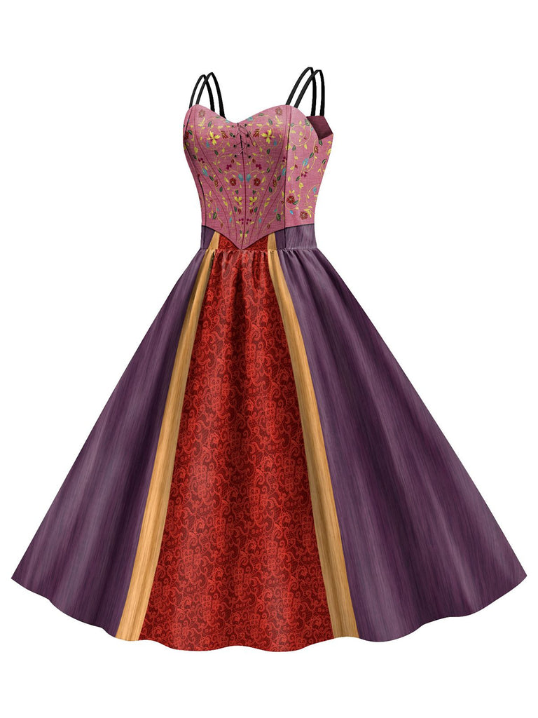 1950s Halloween Double Straps Patchwork Dress: where 1950s romance meets her modern spirit
