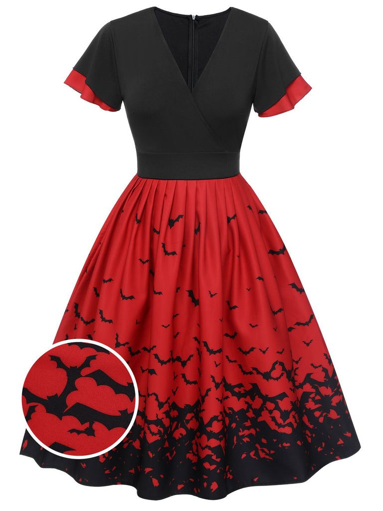 1950s Halloween Flounce Sleeve Swing Dress, vintage dress, retro fashion, rockabilly, pin-up fashion - perfect for women who love vintage and retro fashion