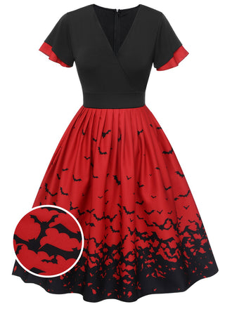 1950s Halloween Flounce Sleeve Swing Dress, vintage dress, retro fashion, rockabilly, pin-up fashion - perfect for women who love vintage and retro fashion