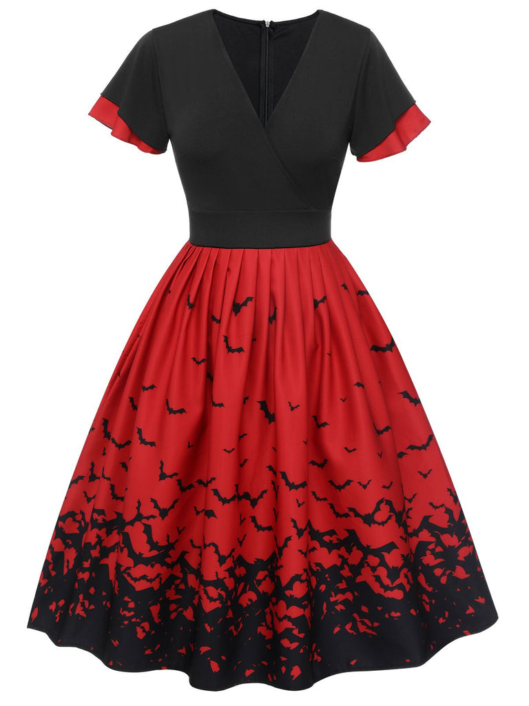 1950s Halloween Flounce Sleeve Swing Dress, vintage dress, retro fashion, rockabilly, pin-up fashion - perfect for women who love vintage and retro fashion