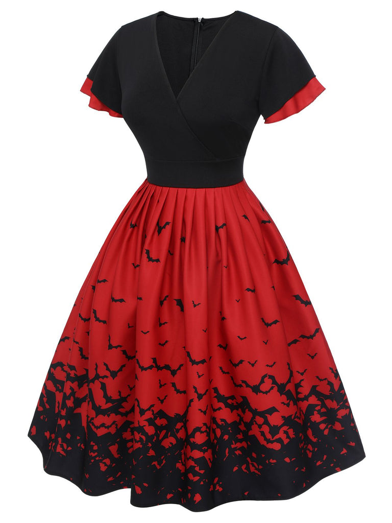 1950s Halloween Flounce Sleeve Swing Dress, vintage dress, retro fashion, rockabilly, pin-up fashion - perfect for women who love vintage and retro fashion