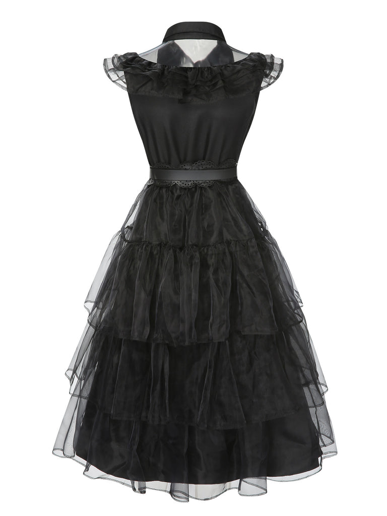 Black 1950s Halloween Lace Belt Dress, vintage dress, retro fashion, rockabilly, pin-up fashion - perfect for women who love vintage and retro fashion