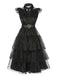Black 1950s Halloween Lace Belt Dress, vintage dress, retro fashion, rockabilly, pin-up fashion - perfect for women who love vintage and retro fashion