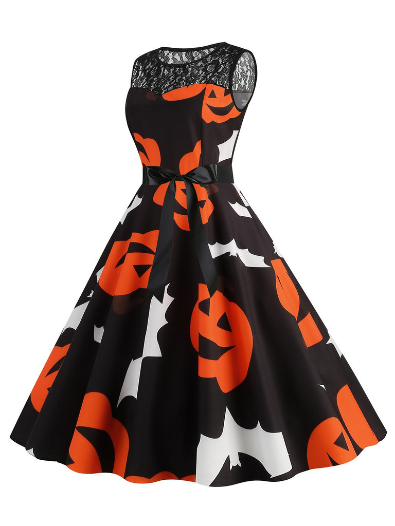 1950s Halloween Lace Patchwork Sleeveless Dress, vintage dress, retro fashion, rockabilly, pin-up fashion - perfect for women who love vintage and retro fashion