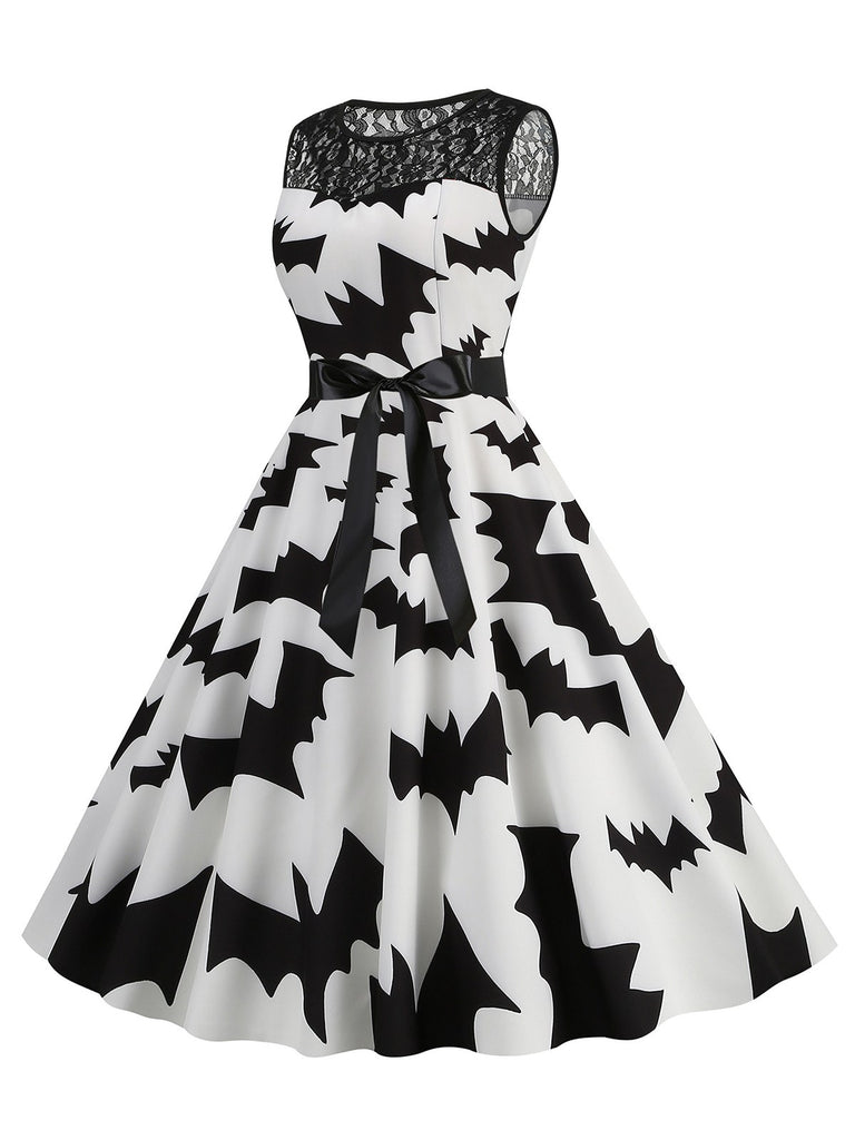 1950s Halloween Lace Patchwork Sleeveless Dress, vintage dress, retro fashion, rockabilly, pin-up fashion - perfect for women who love vintage and retro fashion