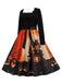 1950s Halloween Patchwork Long Sleeves Dress: where 1950s romance meets her modern spirit