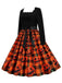 This 1950s Halloween Patchwork Long Sleeves Dress wraps her in 1950s elegance, one twirl at a time