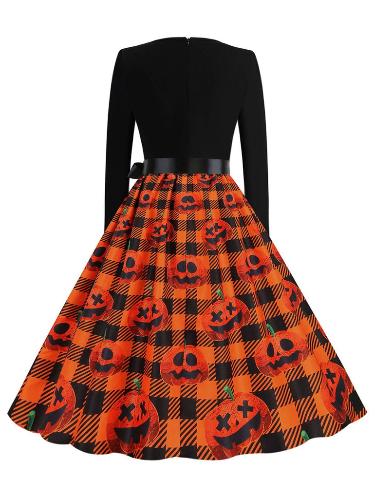 1950s Halloween Patchwork Long Sleeves Dress — the kind of 1950s dress that makes strangers smile