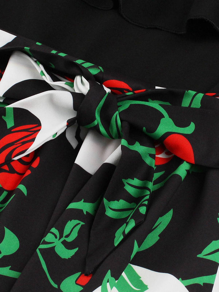 This 1950s Halloween Pattern Wave Neck Patchwork Dress wraps her in 1950s elegance, one twirl at a time