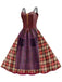 1950s Halloween Plaid Double Straps Dress: where 1950s romance meets her modern spirit