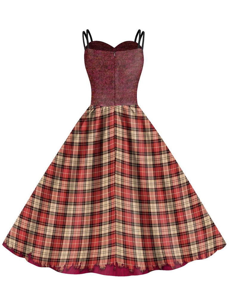 This 1950s Halloween Plaid Double Straps Dress wraps her in 1950s elegance, one twirl at a time