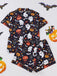 1950s Halloween Print Notched Collar Pajama Set - vintage fashion, retro style