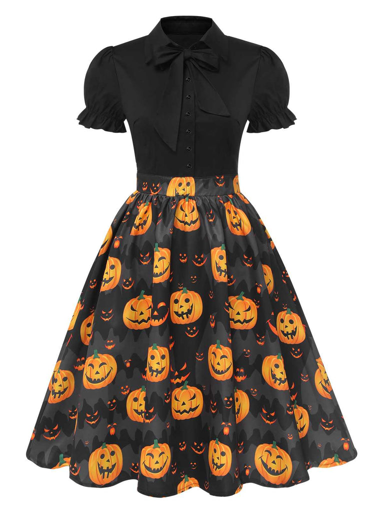 1950s Halloween Pumpkin Bow Tie Dress — vintage elegance for the modern woman