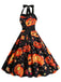 1950s Halloween Pumpkin Face Halter Dress: where 1950s romance meets her modern spirit