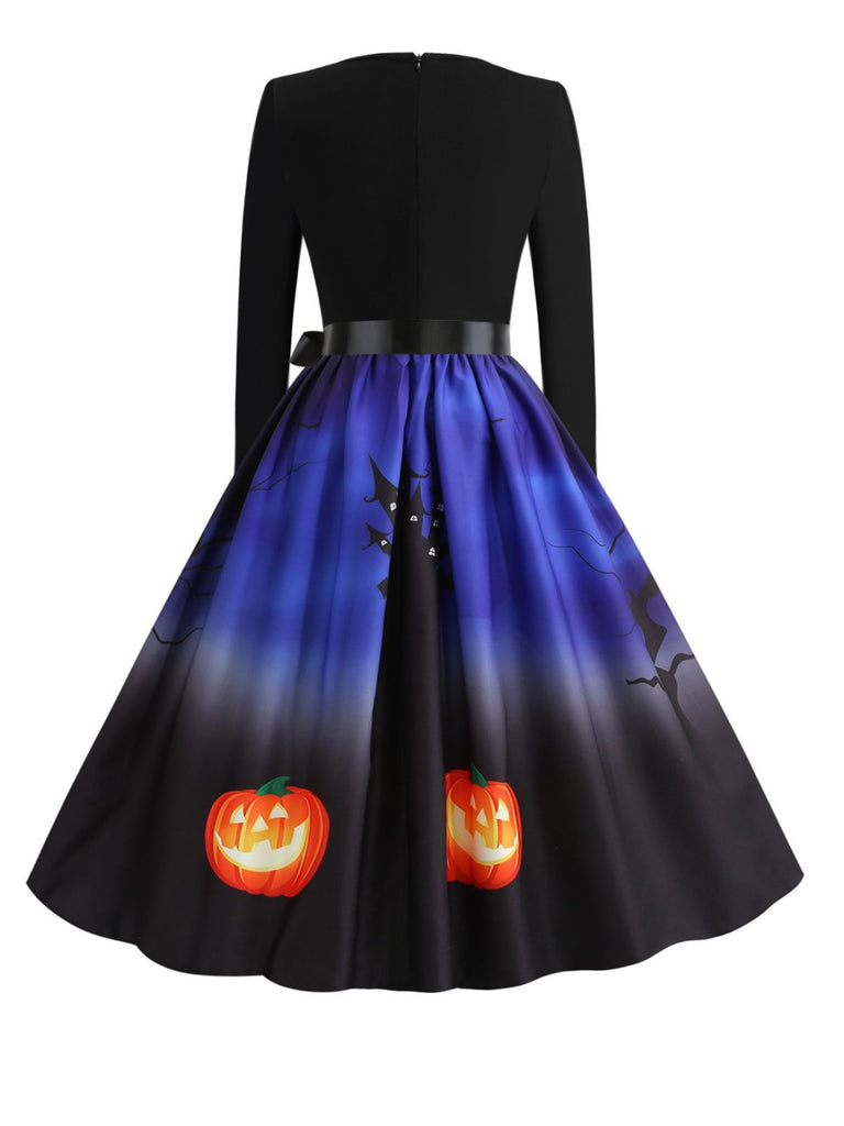 1950s Halloween Pumpkin Night V-Neck Dress: timeless style reimagined