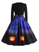 1950s Halloween Pumpkin Night V-Neck Dress: timeless style reimagined
