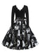 1950s Halloween Pumpkin Spiderweb Petal Neck Dress - vintage dress, retro fashion, rockabilly