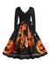 1950s Halloween Pumpkin V-Neck Hepburn Dress: timeless style reimagined