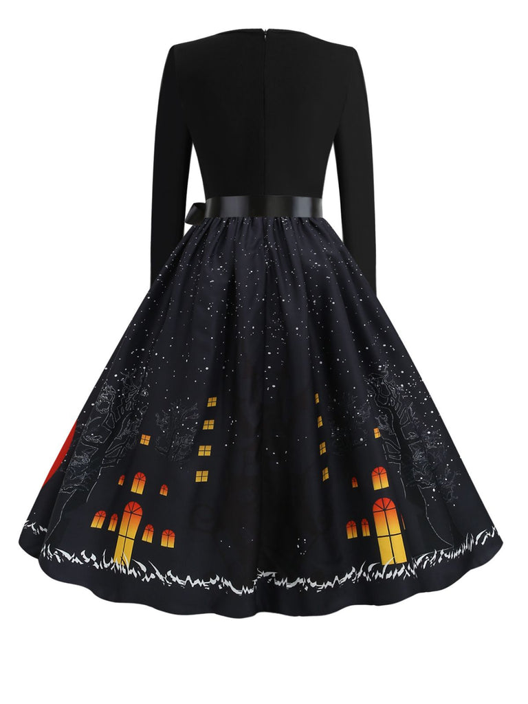 1950s Halloween Pumpkin V-Neck Hepburn Dress: timeless style reimagined