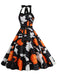 1950s Halloween Skull Halter Lace-Up Dress, vintage dress, retro fashion, rockabilly, pin-up fashion - perfect for women who love vintage and retro fashion