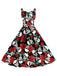 1950s Halloween Skull Rose Strap Dress — vintage elegance for the modern woman