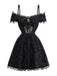 1950s Halloween Spider Web & Cross Textured Dress - vintage dress, retro fashion, rockabilly