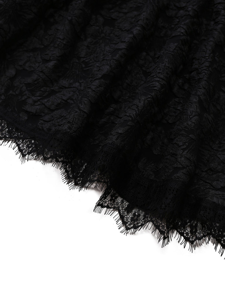1950s Halloween Spider Web & Cross Textured Dress - vintage dress, retro fashion, rockabilly