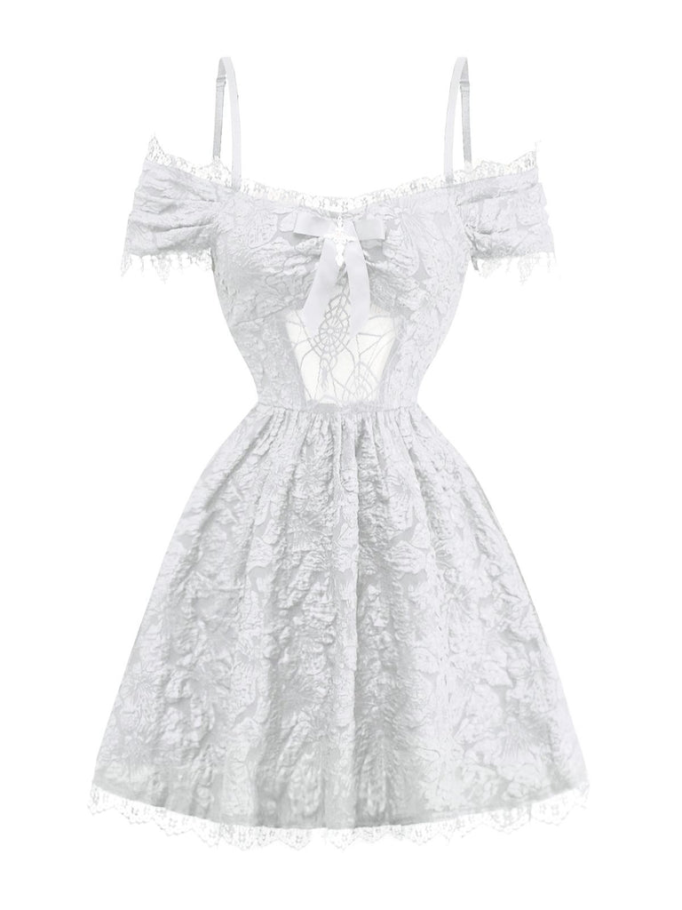 1950s Halloween Spider Web & Cross Textured Dress - vintage dress, retro fashion, rockabilly