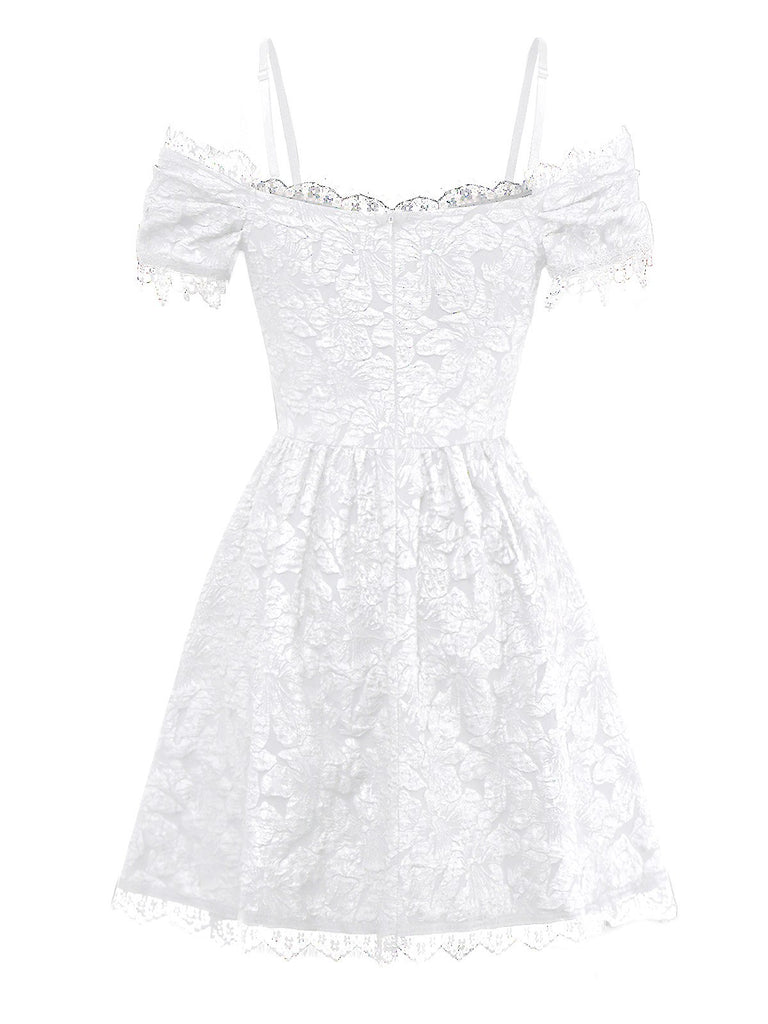 1950s Halloween Spider Web & Cross Textured Dress - vintage dress, retro fashion, rockabilly