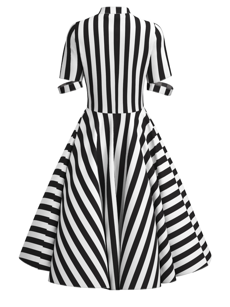1950s Halloween Striped Hollow Collar Dress, vintage dress, retro fashion, rockabilly, pin-up fashion - perfect for women who love vintage and retro fashion