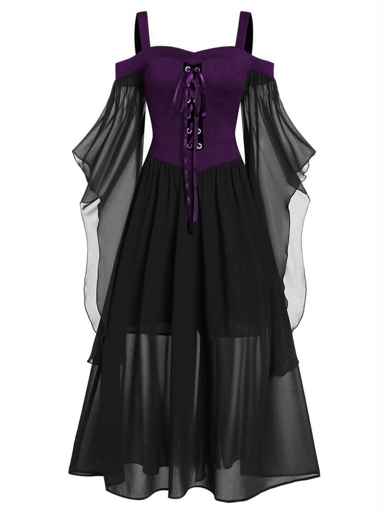 1950s Halloween Witch Transparent Sleeves Strap Dress — vintage elegance for the modern woman