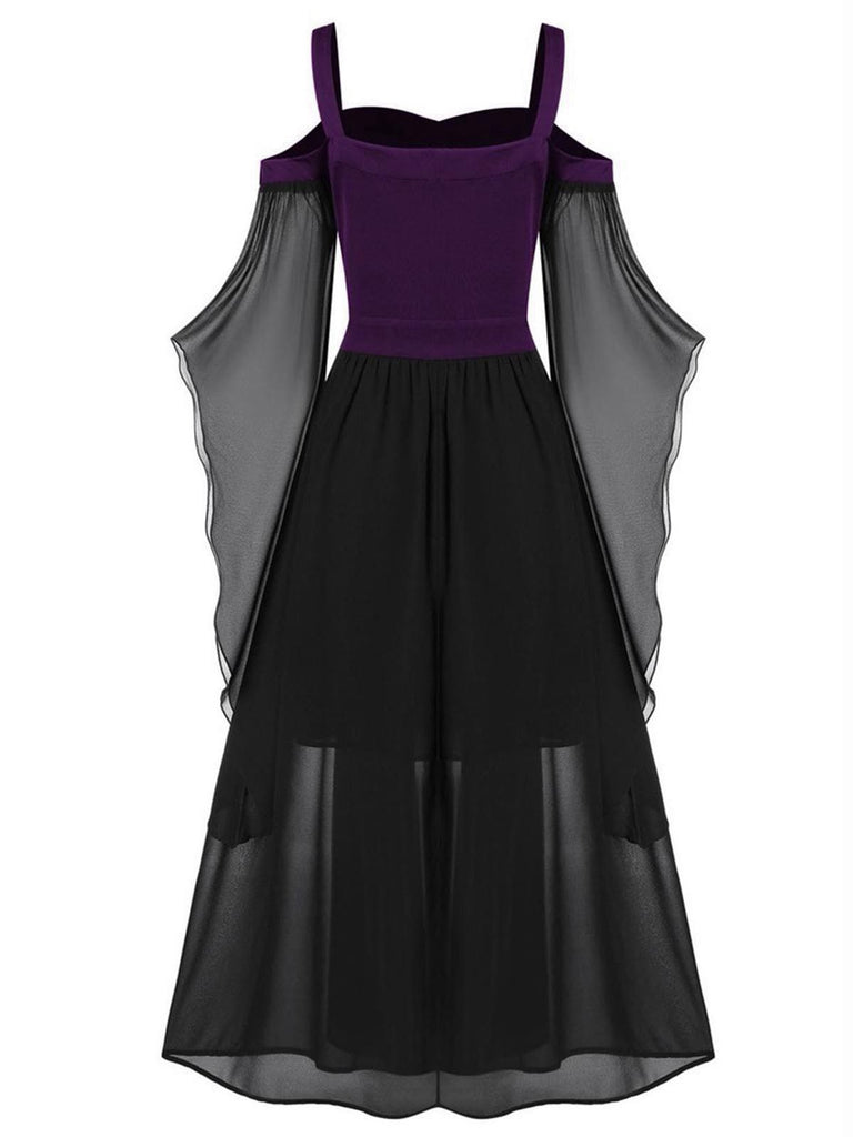 1950s Halloween Witch Transparent Sleeves Strap Dress: timeless style reimagined