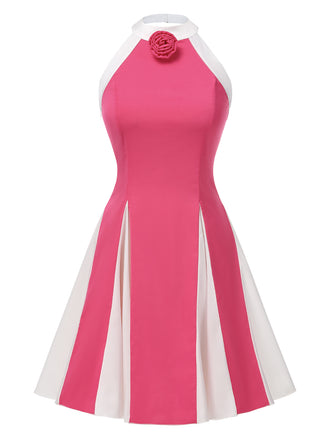 1950s Halter Colorblock Floral Backless | 1950s | vintage dress, retro fashion
