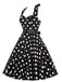 1950s Halter Contrast Polka Dots Belted Dress: where 1950s romance meets her modern spirit