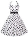 1950s Halter Contrast Polka Dots Belted Dress — the kind of 1950s dress that makes strangers smile