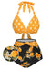 1950s Halter Contrast Polka Dots Swimsuit — 1950s poolside glamour meets sun-drenched confidence