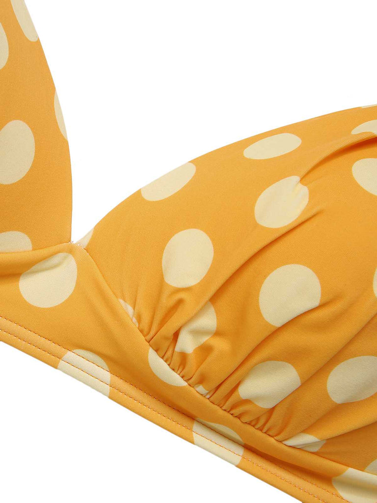 1950s Halter Contrast Polka Dots Swimsuit — 1950s poolside glamour meets sun-drenched confidence