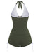 Light Coffee 1950s Sleeveless Drawstring Shorts Bikini Set, vintage swimsuit, pin-up swimwear - perfect for women who love vintage and retro fashion