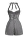 1950s Halter Gingham Plaids Bow Romper - vintage jumpsuit, retro fashion