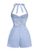 1950s Halter Gingham Plaids Bow Romper - vintage jumpsuit, retro fashion
