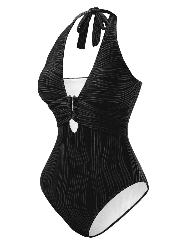 1950s Halter Hollow URing Textu | 1950s | vintage swimsuit, retro beachwear