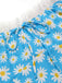 She slips into this Blue 1950s Halter Lace Daisy Dress and suddenly it's a 1950s daydream