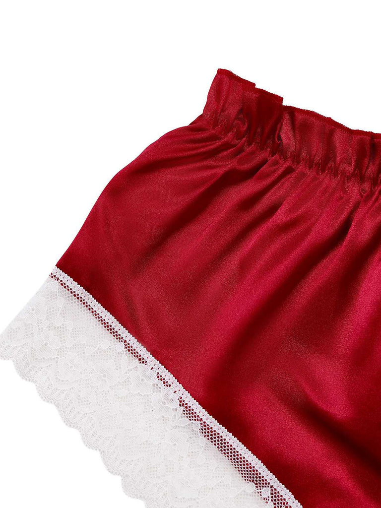1950s Halter Lace Satin Pajama Set - vintage fashion, retro style